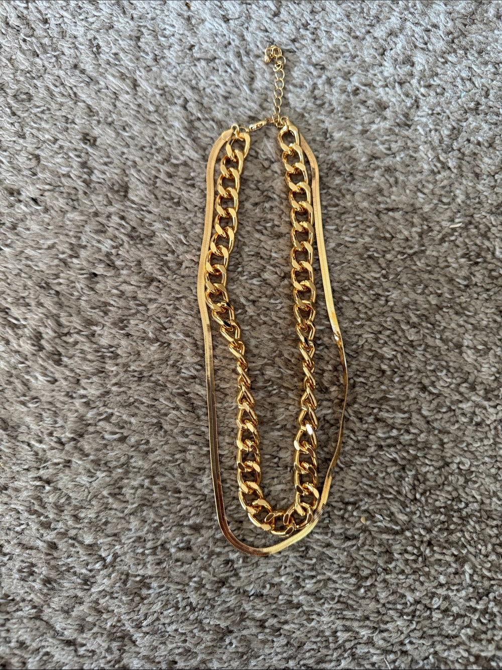 Gold Colored Double-Chain Statement Necklace